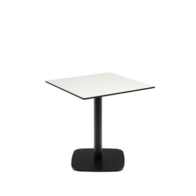 Квадратный уличный столик La Forma Dina белый на черном металлическом основании 68х70 177963
