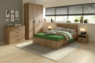 Модульная мебель для спальни Осло Риннэр дуб золото
