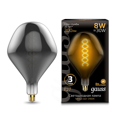 Лампа Gauss Filament SD160 8W 300lm 2400К Е27 gray flexible LED 1/6
