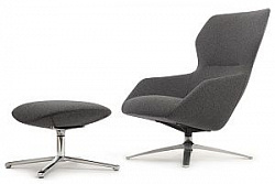 Кресло RIVA DESIGN Кресло F1705 + оттоманка (кашемир) темно-серый