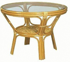 Стол обеденный из ротанга со стеклом 22 02 мед