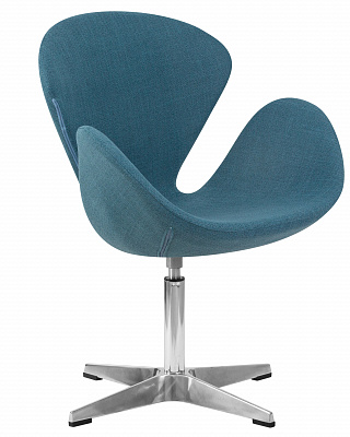 Кресло дизайнерское DOBRIN SWAN синяя ткань IF6, алюминиевое основание