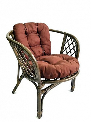 Кресло из ротанга Багама обычные коричневые подушки твил Олива