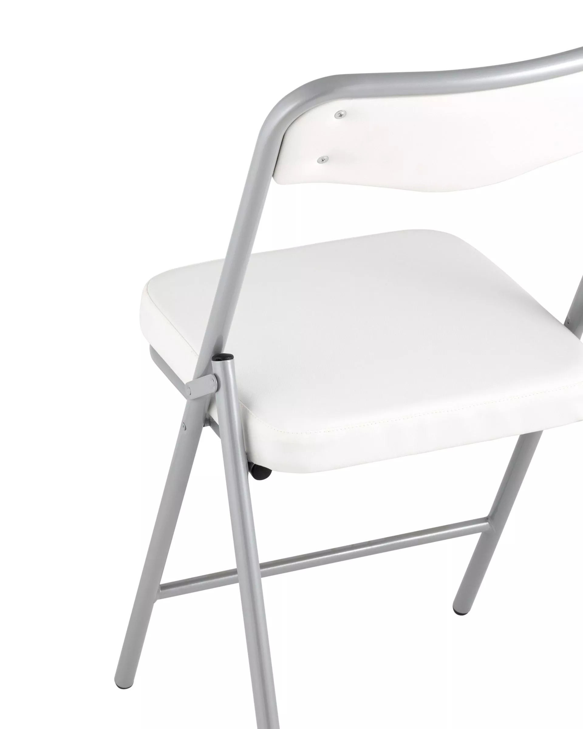 Складной стул Джонни экокожа белый каркас металлик