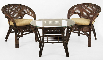 Комплект мебели из ротанга Пеланги 02 15 дуэт с овальным столом орех матовый
